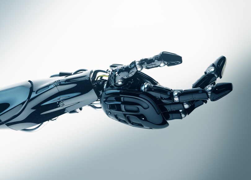 A black prosthetic hand